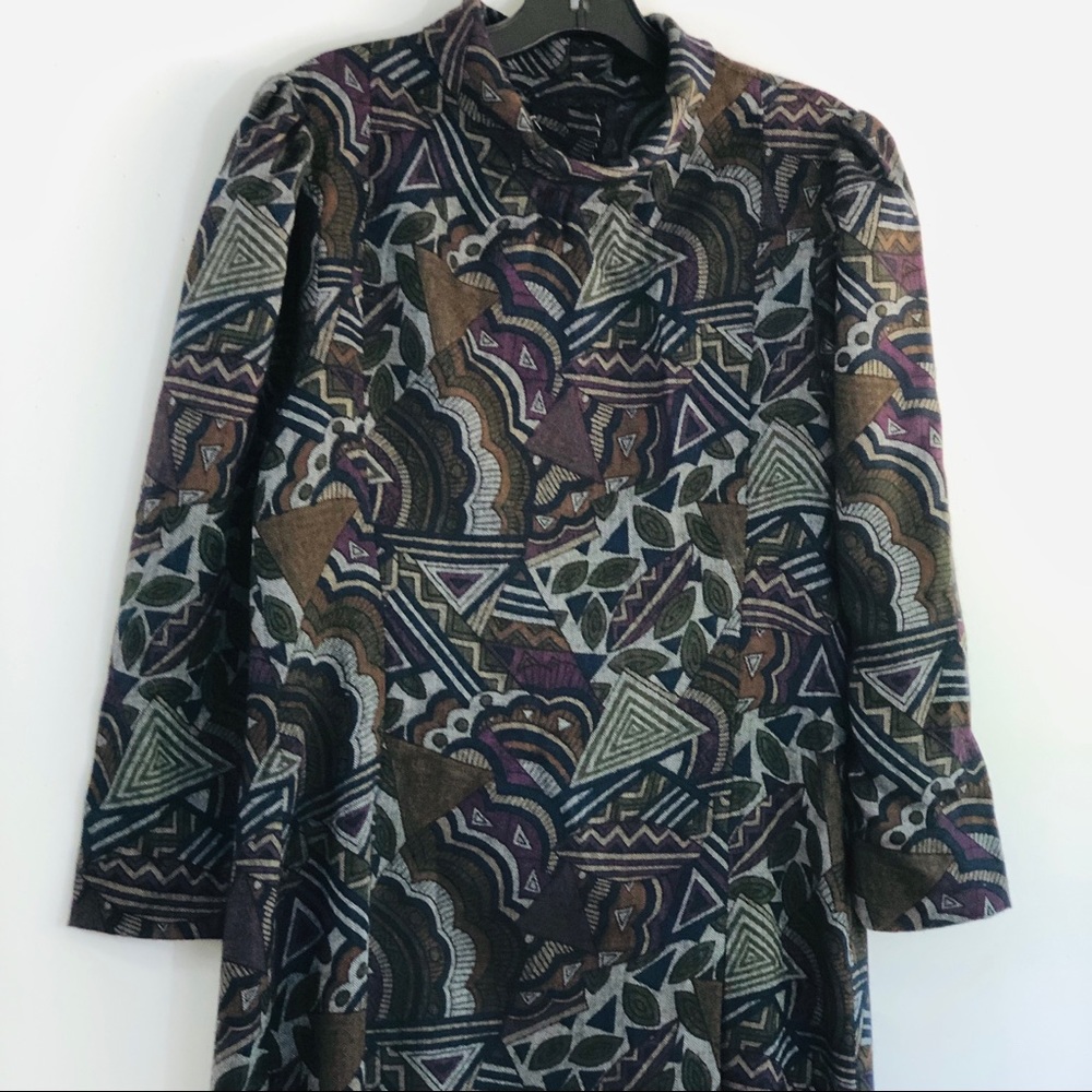 NWOT Custom made light wool print dress size 10